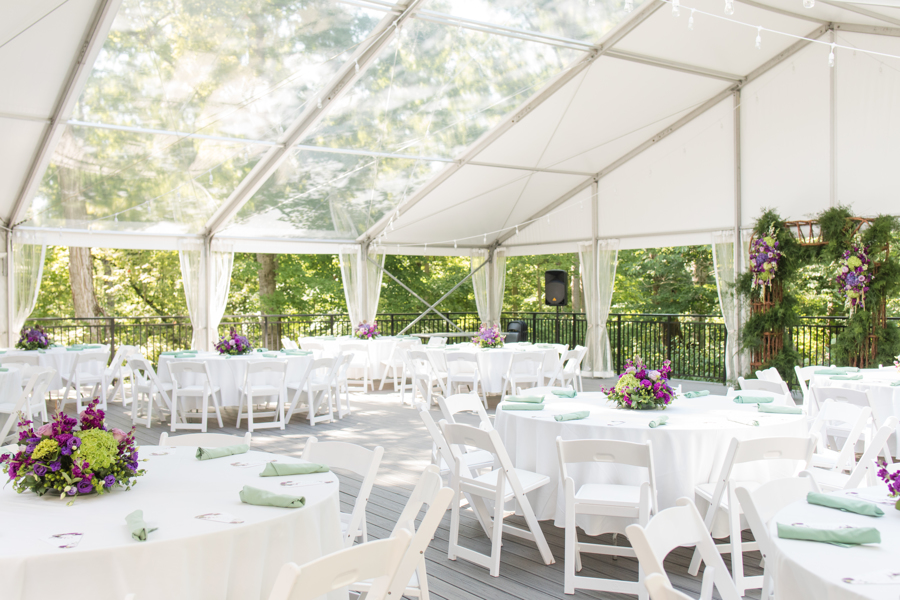 Image of the Tritsch Terrace tented and set for a wedding reception